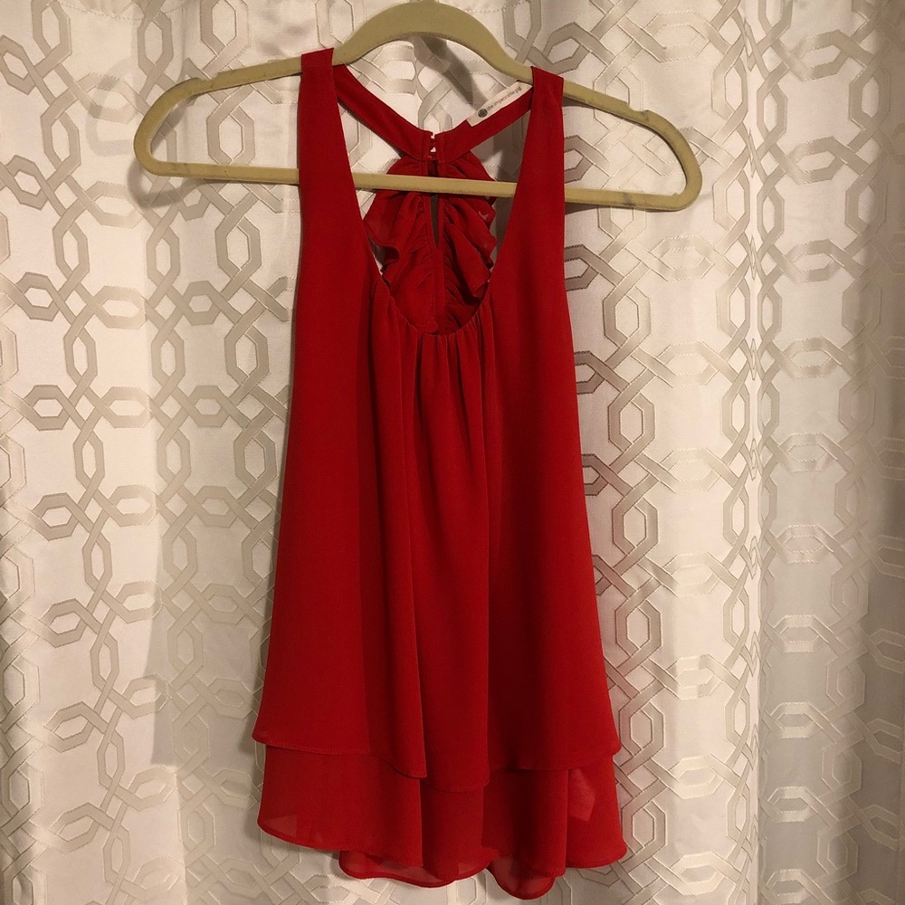 Red NWT Tank Top with Ruffle Detail